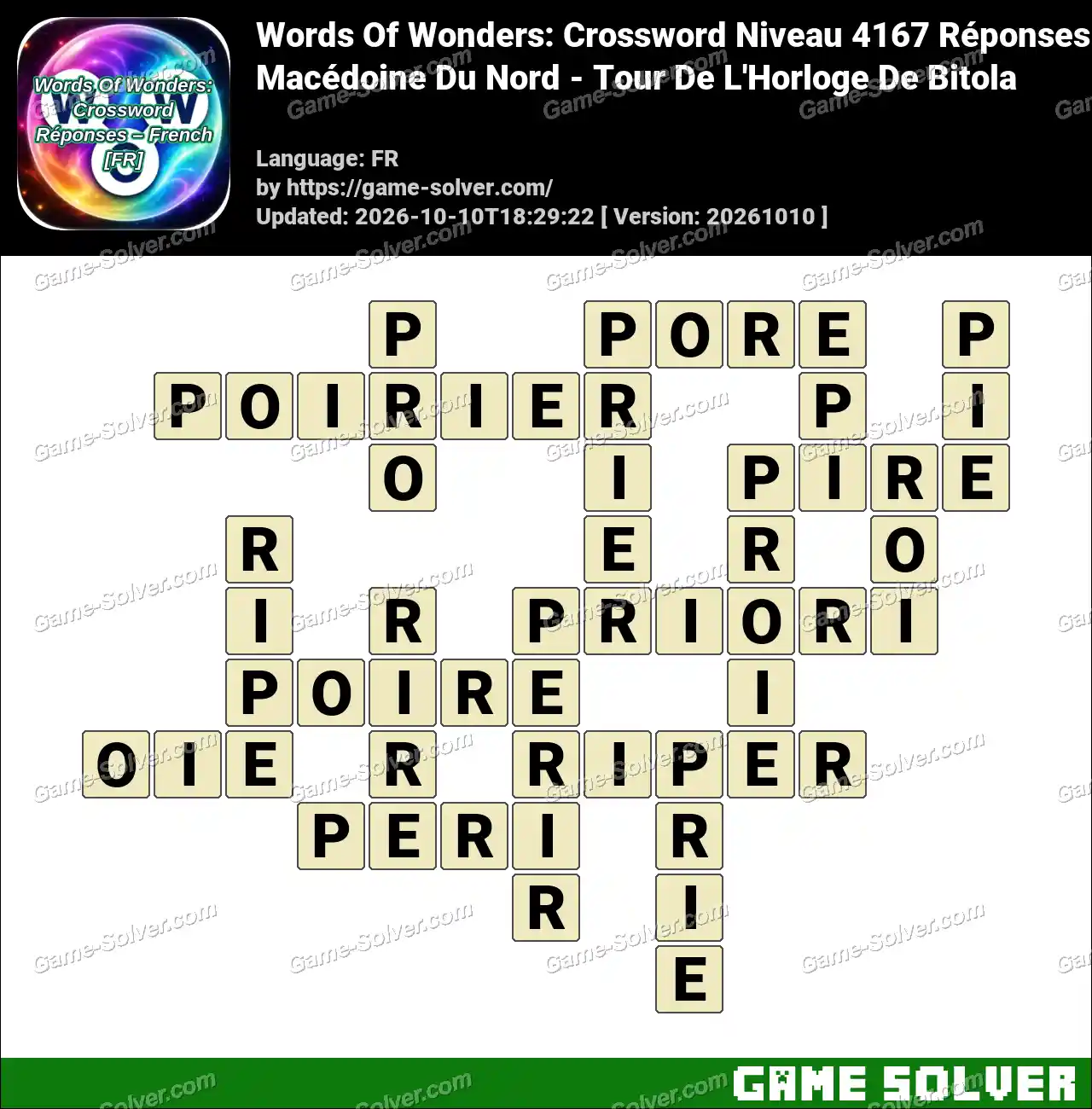 Words Of Wonders: Crossword Niveau 4167 Réponses – Macédoine Du Nord – Tour De L’Horloge De Bitola